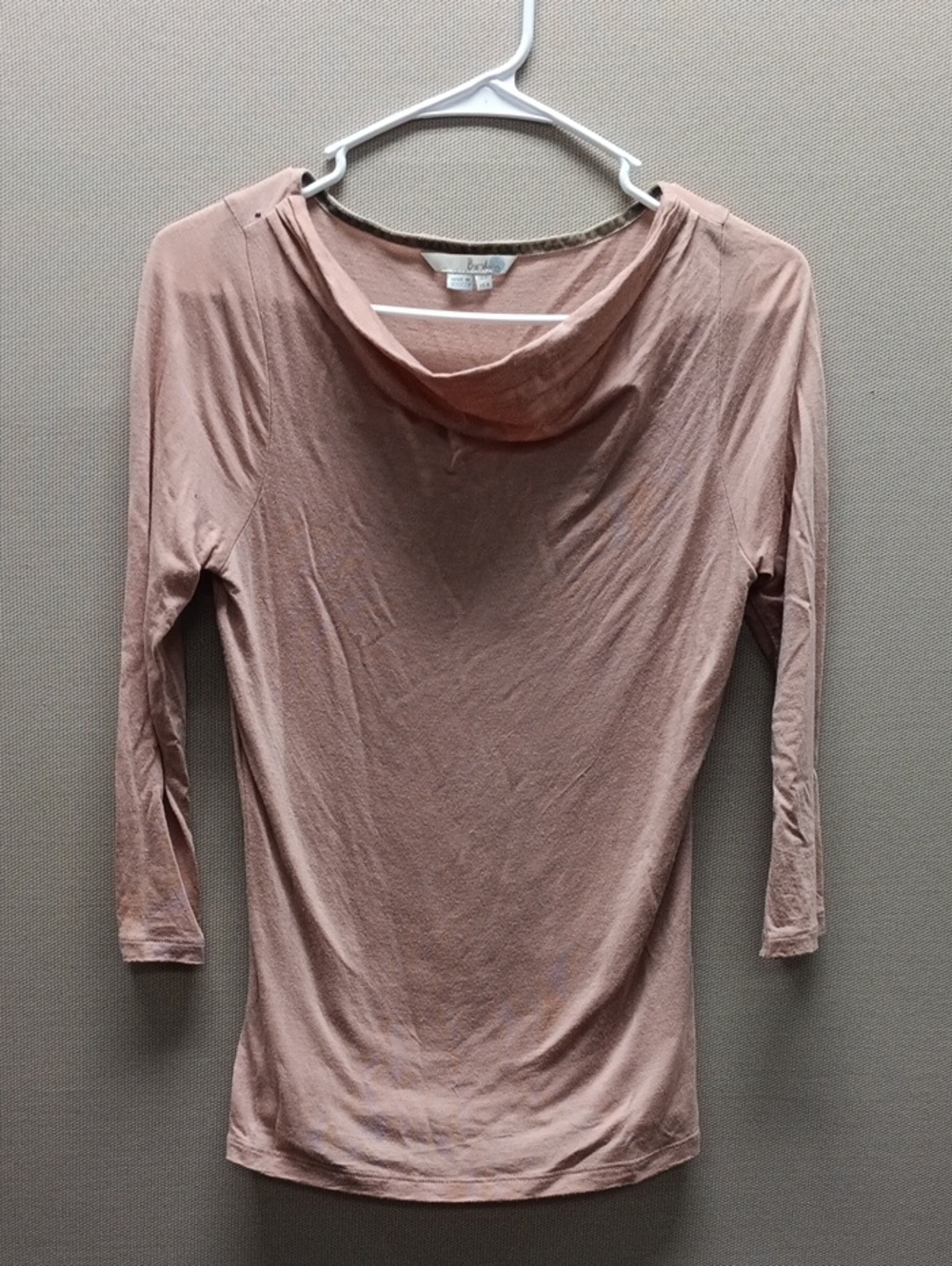 Boden Blush Pink Cowl-Neck 3/4 Sleeve Tee